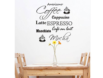 Sticker bucătărie, Folina, model cafea, text - 56x56 cm