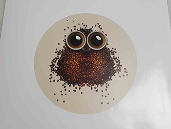 Sticker Bufniţă, Folina, imprimeu boabe de cafea, autoadeziv