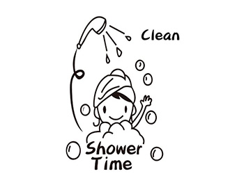 Sticker cabină duş, Folina, Shower time, negru, 70x58 cm