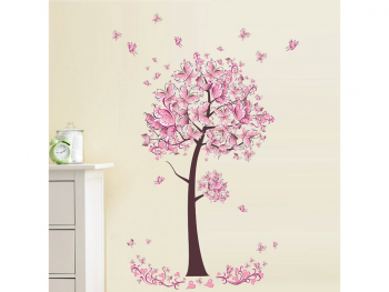 sticker-decorativ-copac-cu-fluturi-roz-8302