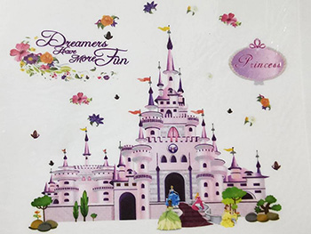 Sticker Castelul Prinţeselor, Folina, pentru copii, multicolor - 90x90 cm