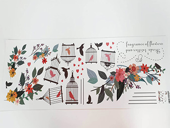 Sticker decorativ Colivii, Folina, motive florale, multicolor - 90x30 cm