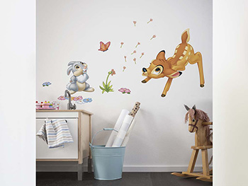 Sticker cameră copii cu Bambi şi Bocănilă, Komar, multicolor- planşă de 50x70 cm