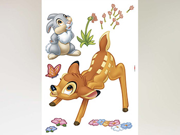 Sticker cameră copii cu Bambi şi Bocănilă, Komar, multicolor- planşă de 50x70 cm sticker-copii-bambi-si-bocanila-7490