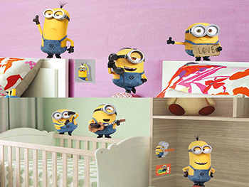 Sticker Minioni Stuart, Kevin și Bob, Imagicom, pentru copii, autoadeziv