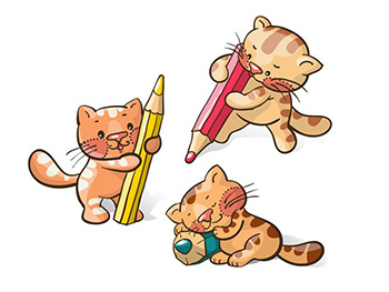 Sticker Pisici, Folina, pentru copii, multicolor, set 3 bucăți