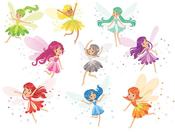 Sticker Zânele curcubeu, Folina, pentru copii, autoadeziv, multicolor
