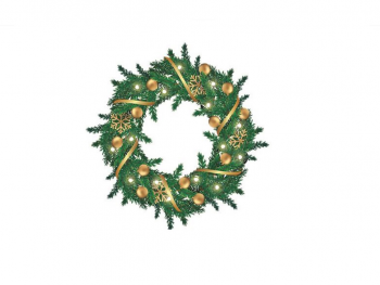 Sticker Crăciun, coroniţă cu ornamente bej, 38 cm