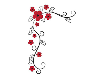 Sticker perete floare roşie, Folina, imprimeu floral