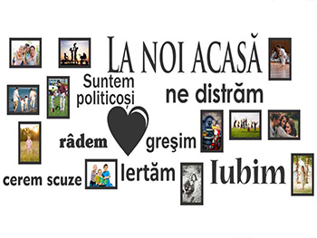 Sticker perete Acasă cu rame foto, Folina, negru