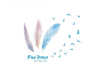 Sticker decorativ Dream, pene în nuanţe pastel şi păsări