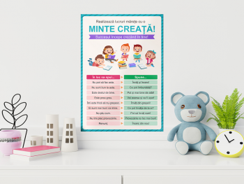 Sticker Minte creață, Folina, pentru copii, colorat, 59x42 cm A2, racletă de aplicare inclusă