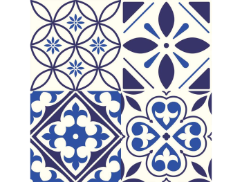 Set 6 Stickere faianţă Bay, Folina, decorațiune de culoare albastră, 20x20 cm