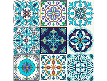 Set 6 stickere faianţă Becky, Folina, albastre, 20x20 cm