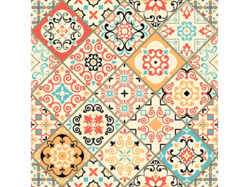 Stickere faianţă, Folina, imprimeu bej, autoaezive, set 6 bucăţi de 20x20 cm
