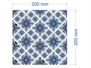 Set 30 Stickere faianţă Sinin, Folina, model stilizat cu flori albastre, 20x20 cm