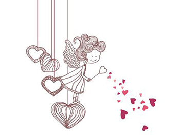 Sticker Fetiţa cu inimioare, Folina, autoadeziv, multicolor