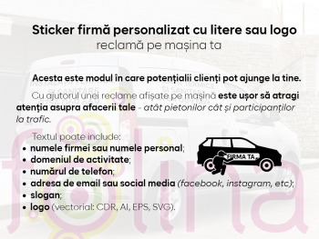 Sticker firmă personalizat cu litere sau logo, reclamă pe mașina ta - 1 rând sticker-firma-personalizat-cu-litere-sau-logo-reclama-pe-masina-ta-1-rand-s1-2566