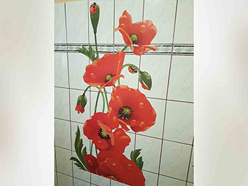 Sticker perete Floare de Mac, Folina, model floral, multicolor,75 x 150 cm