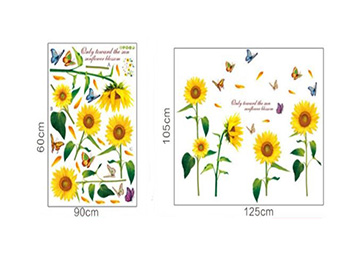 Stickere perete flori, Folina, floarea soarelui si fluturi, 60x90 cm