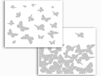 Sticker geam Fluturi, Komar, translucid, alb, set 21 stickere