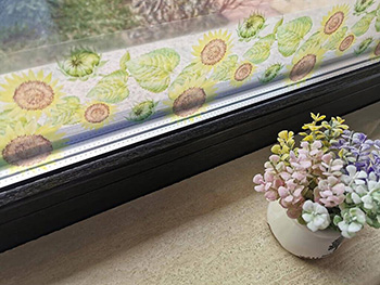 Sticker geam, Folina, bordură decorativă floarea soarelui, 10x135 cm