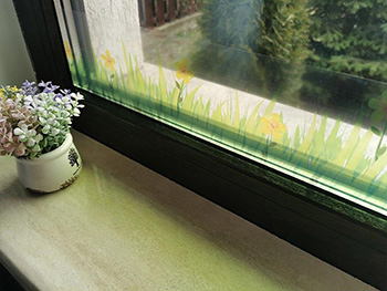 Sticker geam, Folina, bordură decorativă, flori galbene, 10x135 cm