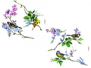 Stickere geam păsări pe crengi, Komar Wedding Birds, multicolor