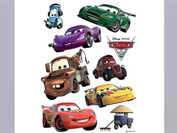 Sticker maşini Cars 2, AGDesign, pentru copii, autoadeziv, multicolor