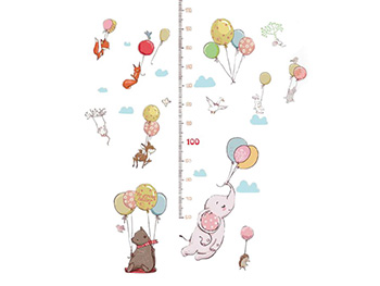 Sticker metru copii, Folina, baloane watercolor