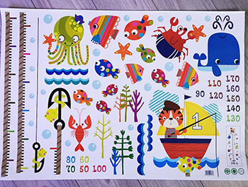 Sticker metru copii, Folina, Micul pescar, planșă mare, racletă de aplicare inclusă sticker-micul-pescar-metru-copii-4183