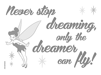 Sticker mesaj motivaţional, Komar, Never stop dreaming, text gri