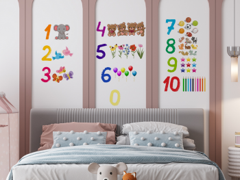 Stickere Numere cu multimi, Folina decor gradinita, multicolor