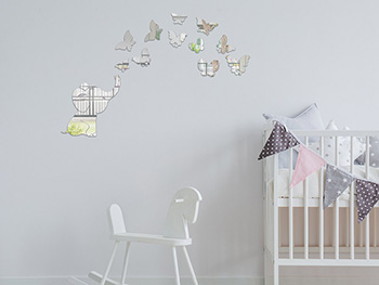 Sticker oglindă argintie Micul elefant, Folina, decoraţiune cameră copii, set 12 stickere