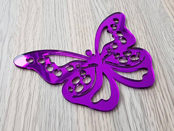 Set 3 stickere oglindă Fluture, Folina, decorațiune din oglinda acrilica mov, 12x9 cm sticker-oglinda-mov-fluture-9775