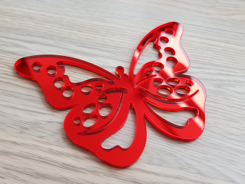Set 5 fluturi Clara, decoraţiuni din oglindă acrilică roşie