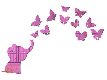 Sticker oglindă roz Micul elefant, Folina, decoraţiune cameră fetiţă, set 12 stickere sticker-oglinda-roz-micul-elefant-3766