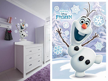 Sticker cameră copii cu Omul de zăpadă din Frozen Olaf, Komar, planşă de 50x70 cm