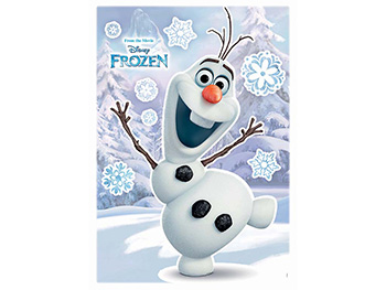 Sticker Omul de zăpadă din Frozen Olaf, Komar, decorațiune pentru copii, planşă sticker de 50x70 cm