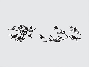 Sticker geam Păsări, Folina, decorațiune de culoare neagră, sticker autoadeziv