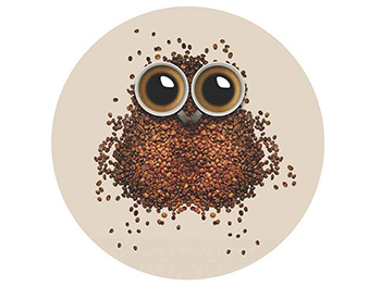 Sticker Bufniţă, Folina, imprimeu boabe de cafea, autoadeziv