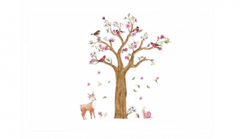 sticker-perete-folina-copac-inflorit-model-watercolor-9096