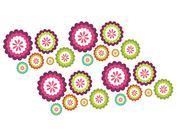 Set 24 Stickere decorative Rozete, Folina, imprimeu multicolor