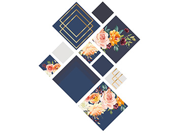 Sticker perete, Folina, decor floral albastru 