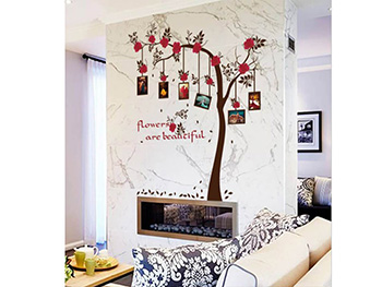 Sticker Copac cu flori roşii, Folina, decor galerie foto