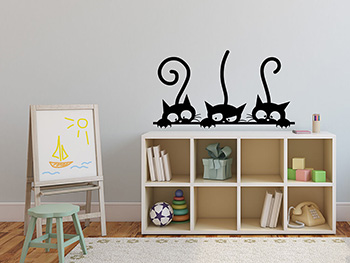 Sticker Pisoi, Folina, culoare neagră, dimensiune sticker 60x33 cm, racletă de aplicare inclusă. sticker-perete-pisoi-6278