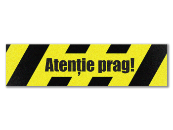 Sticker antiderapant podea „Atenție la prag” 100×30 cm – autocolant avertizare și marcaj podea