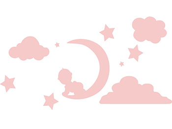 Sticker perete Somn uşor, Folina, culoare roz, planșă 10 stickere , racletă de aplicare inclusă.