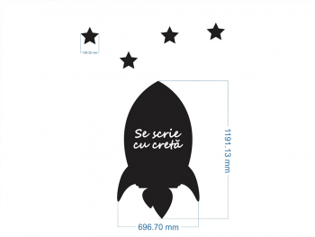 Sticker navă spațială, tip tablă de scris cu cretă, negru, 70x120 cm, racletă de aplicare inclusă. sticker-tabla-de-scris-nava-spatiala-s3-8512