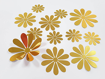 Stickere 3D Flori aurii, Folina, efect metalic - set 12 bucăţi